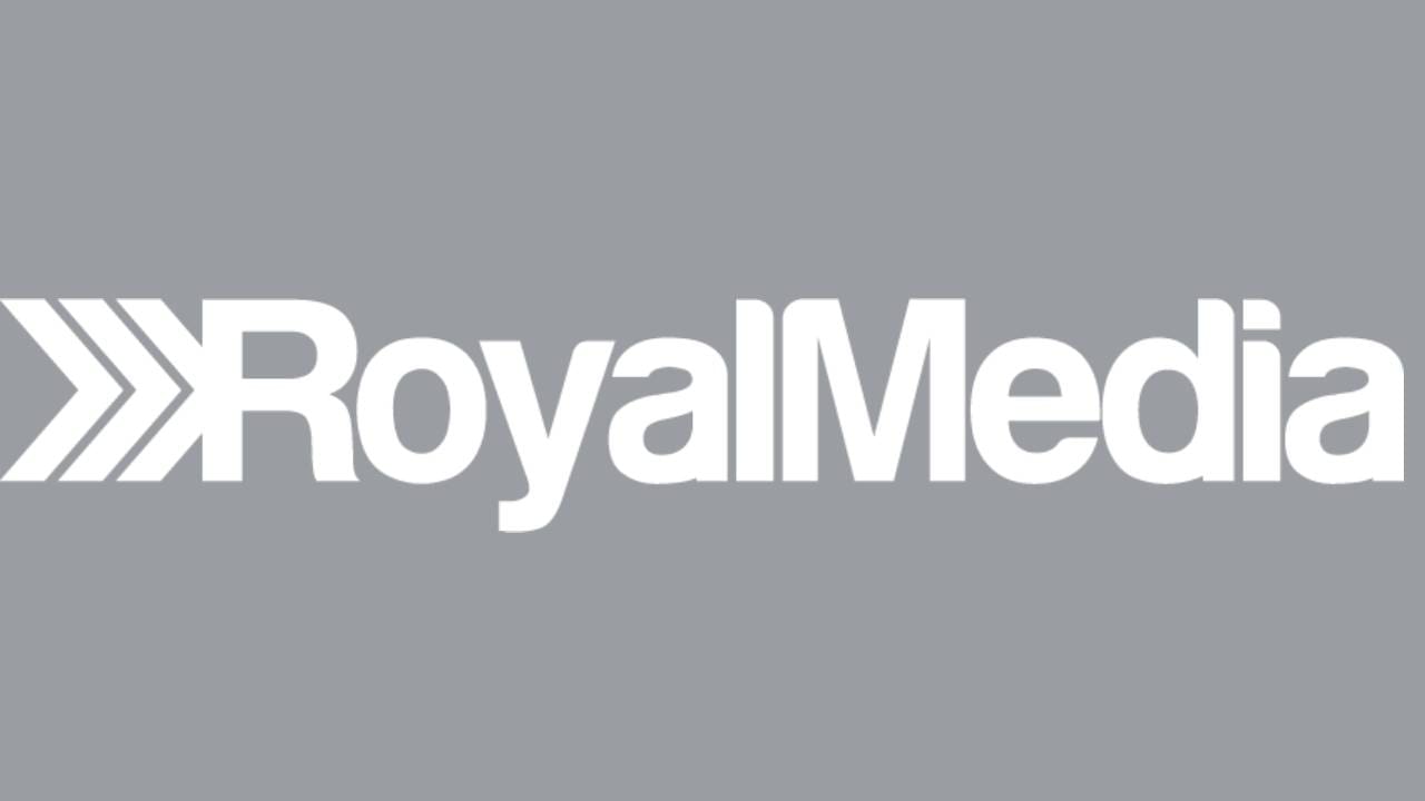 A gray background with the words royalmedia in white.